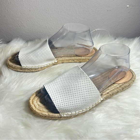 J. Crew Valencia Perforated Leather Slides White Size 9 - Picture 2 of 9